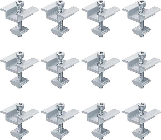 12 Pack Solar Panel Mid Clamps, PV Panel Mounting Bracket, Aluminum for 5/8" - 1-7/8" Thick Frame