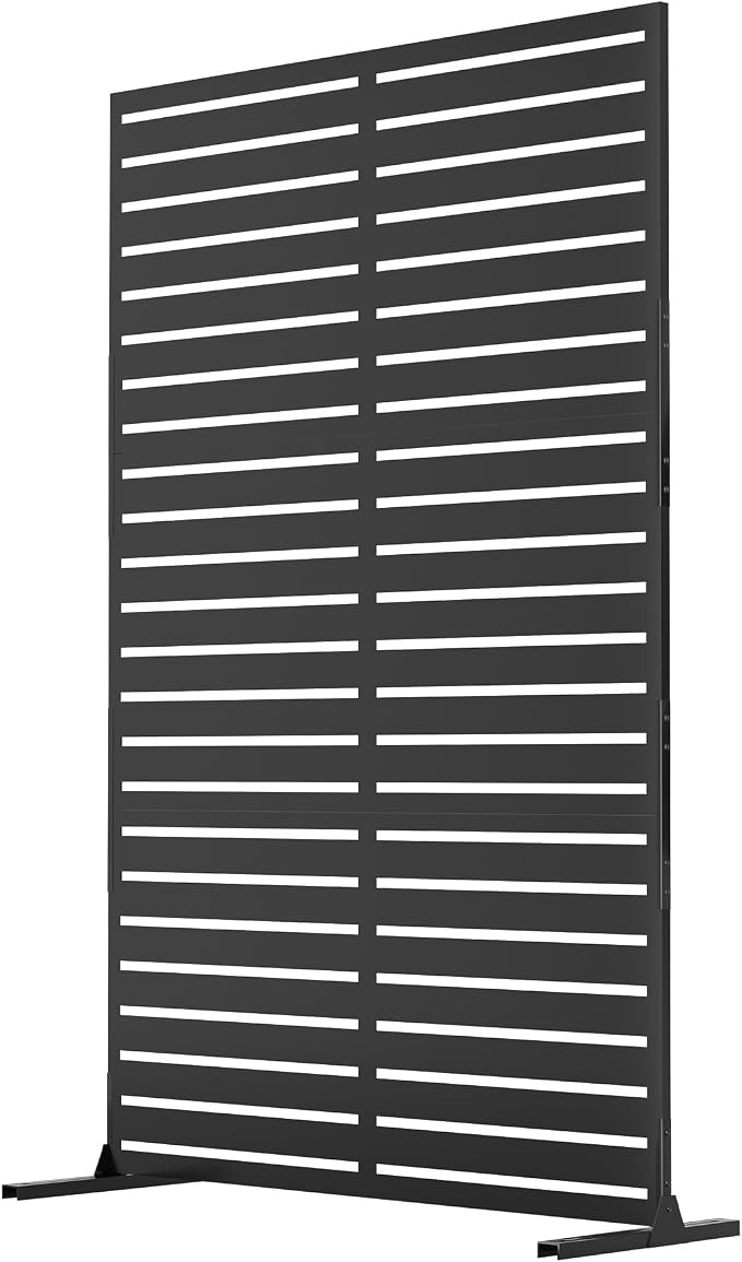GarveeLife Outdoor Metal Privacy Screen, Freestanding Decorative Privacy Screen & Panels with Stable Stand, 72" h x 47" w Garden Private Screens, for Patio Backyard Deck Indoor Outdoor