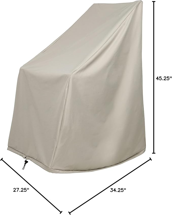 Shine Company 4361 Weatherproof Outdoor Rocking Chair Cover, 100% Woven Polyester, Elastic Cord with Toggle, Gray