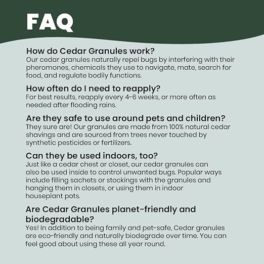 Cedarcide Original Cedar Granules β Flea, Tick, Mosquito & Spider Repellent for Yard, Lawn, Patio & Garden β Outdoor Insect Control β for Use Around Pets, Kids & Family (8 lb Covers 3,500 sq ft)