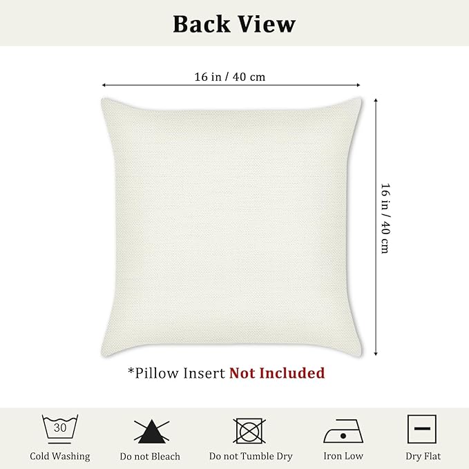 Bonhause Tropical Leaves Throw Pillow Covers 16x16 Set of 4 Green Palm Leaf Monstera Botanical Pillows Case Polyester Linen Cushion Covers for Outdoor Couch Sofa Patio Decor