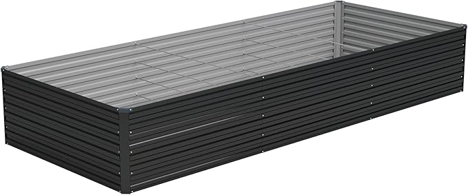 Vengarus 12x4x2FT Galvanized Raised Garden Bed Kit, Deep Root Planter Box Outdoor Large Planter Raised Beds for Planting Flowers,Vegetables and Herbs-Black