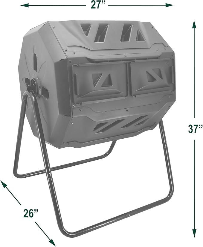 Arcadia Garden Products Dual Chamber Compost Tumbler 43 Gal