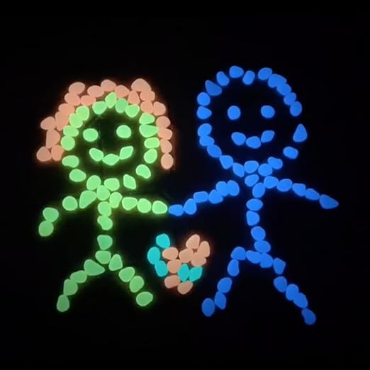 NAMTSO Glow in The Dark Rocks Outdoor, Solar Rocks for Landscaping, Outdoor Decor Glow in The Dark Stones, Glowing Pebbles for Garden Backyard Patio Lawn Fish Tank Aquarium Decor,200pcs Multi,0.6-1.1"