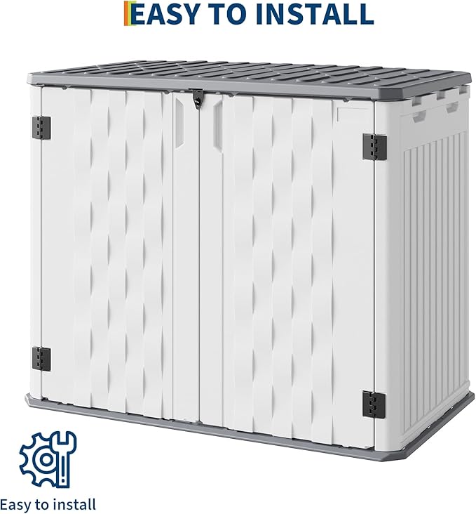 35 Cu ft Outdoor Storage Cabinet, Waterproof Outdoor Resin Storage Box, Outdoor Trash Can Storage for Patio Tools, Sofa Cushion, Lawn Mower and Garbage Cans
