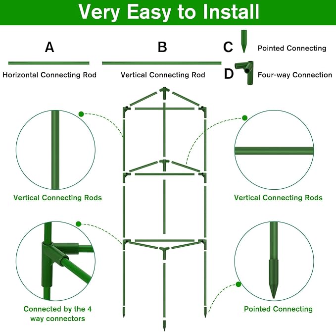 6 Pack Tomato Cages for Garden, Tomato Cage Trellis, Garden Cage Heavy Duty Tomato Stake Support, Garden Stakes Plant Cages for Pots Plants Vegetables