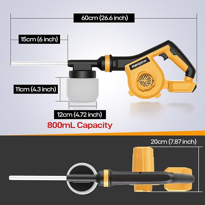 Electric Diatomaceous Earth Duster Compatible for DeWalt 20V/60V Battery, Garden Dust Applicator with 800mL Capacity|Variable Speed, 3 in 1 Diatomaceous Earth Spray/Blower/Vacuum Cleaner (NO Battery)