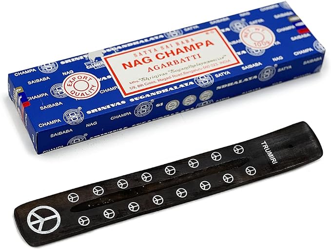 TRUMIRI Incense Stick Holder Bundle with Satya Sai Baba Nagchampa 100g Incense Sticks - Pack of 1 (Approx 100 Sticks)