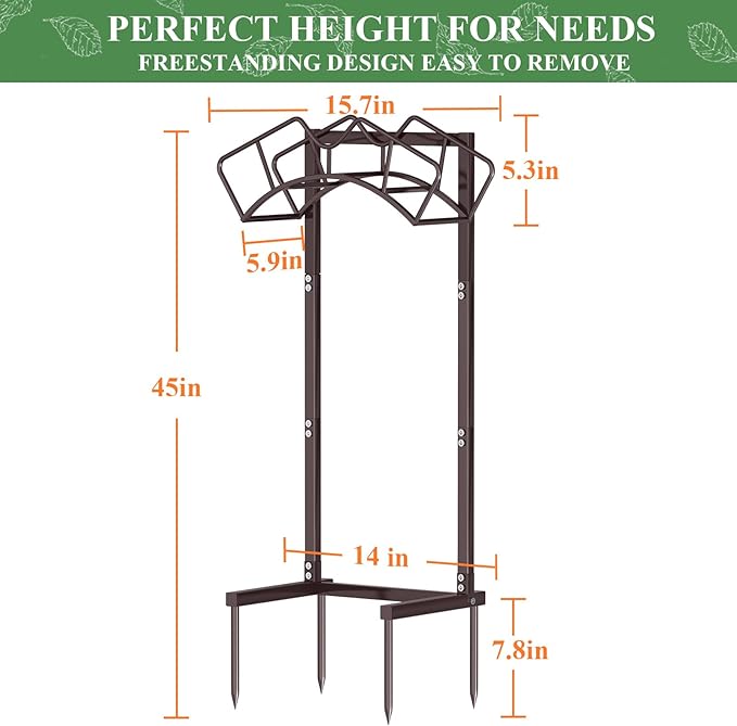 Qatsrin Super Stable Garden Hose Holder, Detachable Water Hose Holders Hose Storage Hold 160-Feet Hose, Water Hose Holder for Outside, Yard, Lawn, Farm (Bronze)