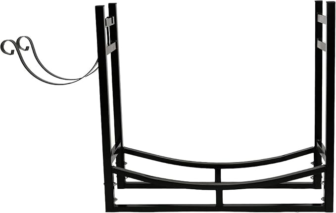 Sunnydaze 33" Indoor Firewood Rack with Kindling Log Holder - Heavy-Duty Outdoor Wood Storage for the Fire Pit or Fireplace - Black