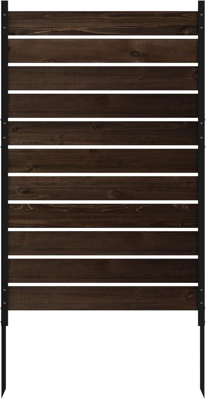 61" H x 38" W No Dig Wood Privacy Screen Fence Panel, Outdoor Decorative Privacy Wall, Freestanding Room Divider for Patio Garden, Hide Trash Cans & AC Units (Coffee, 5FT)