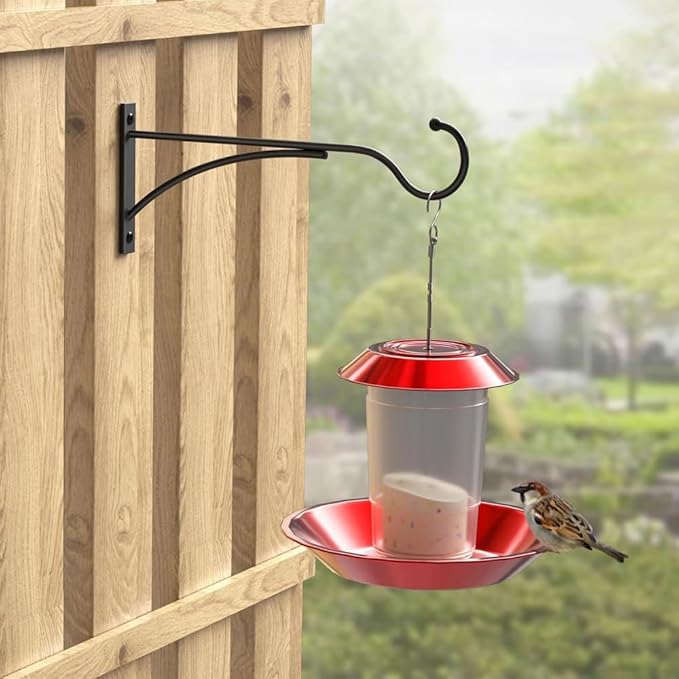 Outdoor Plant Hanging Hooks for Wall,Metal Bracket for Hanging Baskets, Wind Chimes, Flower Baskets, Rotating Wall Plant Shelves Stand Holder, Indoor 3 Tiered Metal Floating Plant Shelf Hanger