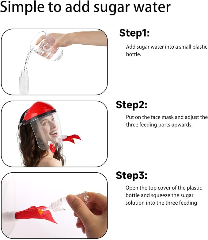 Hummingbird Feeder Hat, Outdoors Hummingbird Feeder Mask with 3 Feeding Ports (2PCS)