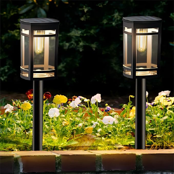 EXCMARK 16 Pack Solar Lights Outdoor Waterproof for Garden Pathway Walkway Driveway Yard Lawn Decorative Landscape Lighting. (Warm White Light, 16)