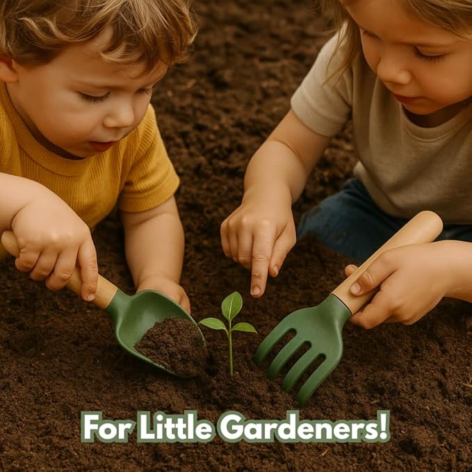 ChildGen Gardening Tools Set, Mini Tools for Shaping Play Sand & Sensory Play, Creative Outdoor & Indoor Fun for Kids, Bioplastic Toy from Olive Pits