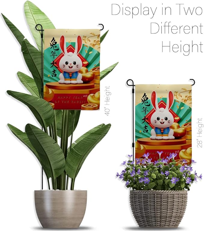 Lunar New Year Decorations Home Decor Flag Pole Banner Room Wall Art Patio Lawn Front Porch Outdoor Small Tapestry Yard Sign Year Of Rabbit Spring Festival Gifts Luck Chinese Decorations Made In USA