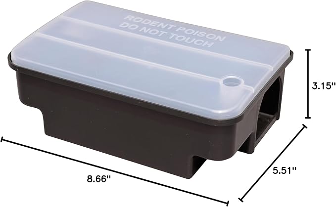 Lockable Rat & Mouse Bait Stations (4-Pack) – Secure Bait Box with Clear Lid & Dual-Entry Design – Weather-Resistant, Reusable (Bait Not Included)