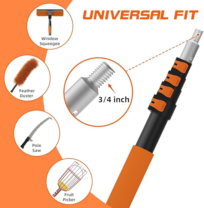 26FT Reach Fruit Picker Pole with Basket Telescoping,5-20FT Fruit Picker Pole with Basket, Apple Picker with Telescoping Long Handle, Fruit Grabber with Sturdy & Adjustable Aluminum Pole for Orange