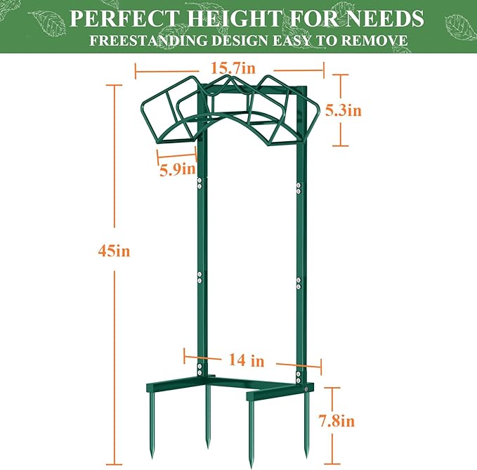 Qatsrin Super Stable Garden Hose Holder, Detachable Water Hose Holders Hose Storage Hold 160-Feet Hose, Water Hose Holder for Outside, Yard, Lawn, Farm (Green)