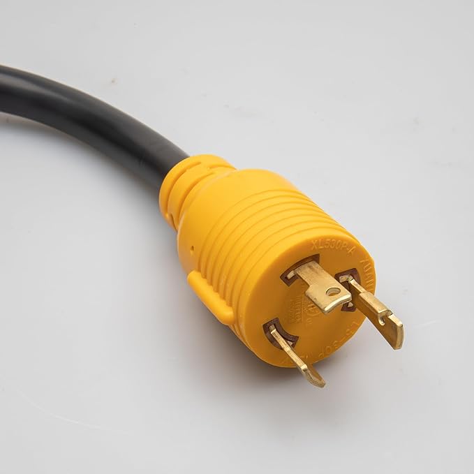 MECMO Shore Power NEMA L5-30P to 3X 5-15R/5-20R RV Generator Adapter Marine 30 Amp to 110 15 Amp Household Regular Connector, 30A 3 Prong Locking Generator Male L5-30P to 5-15R 5-20R 3-Way Female