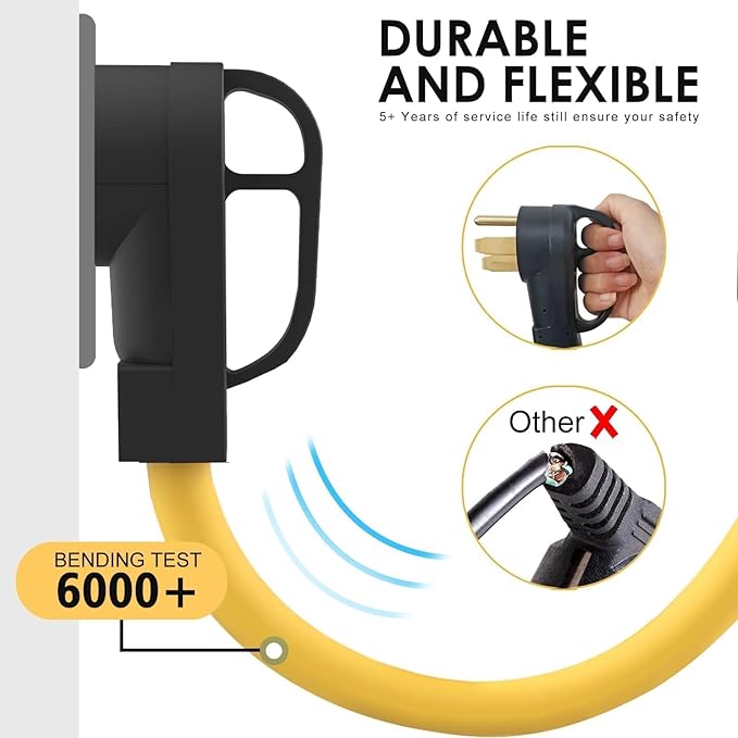 10 AWG Heavy Duty NEMA 14-50p to 6-20R 250 Volt 4-Prong 50 Amp to 20 Amp Adapter T-Blade Compatible with Generator Level 2 EV Charging Wall Socket 10/3 AWG 1FT