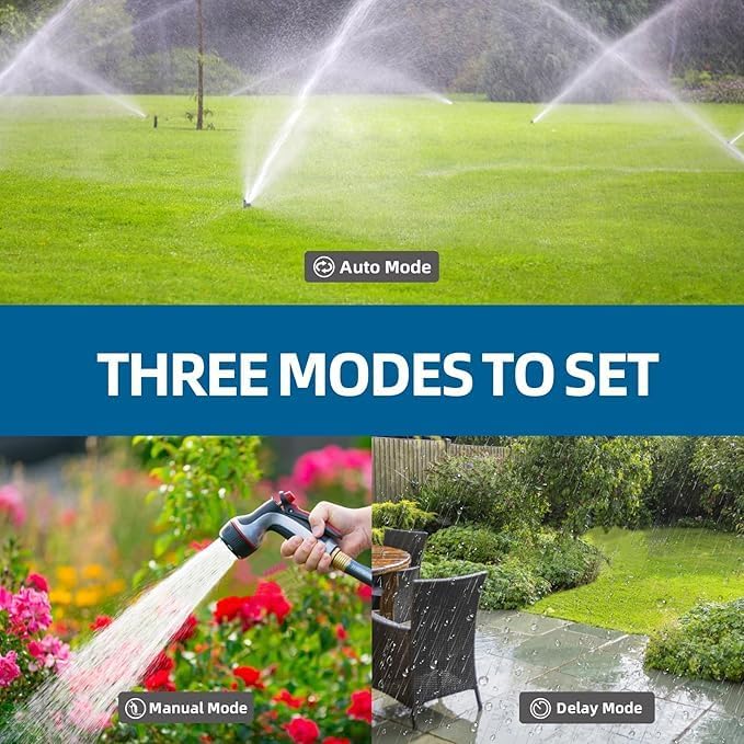 TiFFCOFiO Sprinkler Timer Outdoor, Digital Pogrammable for Garden Hose, Irrigrtion Timer with Rain Delay and Manual Mode (2 Oulets, 2 Packs)