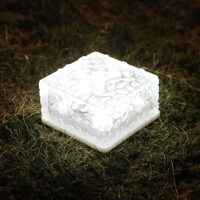 Wokyo 4 Packs Solar Brick Lights Outdoor Waterproof Landscape Path Light LED Rock Lights for Patio, Yard, Walkway, Pathway Decor 2.8x2.8 inch (Small - Warm White)