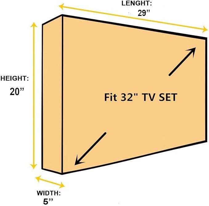 Outdoor 32" TV Set Cover,Scratch Resistant Liner Protect LED Screen Best-Compatible with Standard Mounts and Stands (American Flag)
