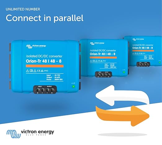 Victron Energy Orion-Tr DC to DC Converter - 48/48-Volt 8 amp 380-Watt - IP43 Protected - for Dual Battery Systems - Isolated