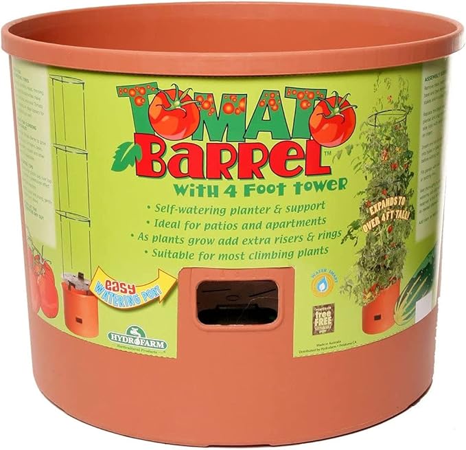 Hydrofarm GCTB2 Heavy Duty Tomato Barrel with 4' Tower, Green