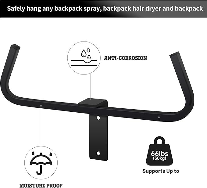 Backpack Sprayer Wall Mount Rack Hanger Backpack Leaf Blower Rack Holder Garden Tool Garage Organizer and Storage,Backpack Storage Tactical Gear Stand (1 PCS)