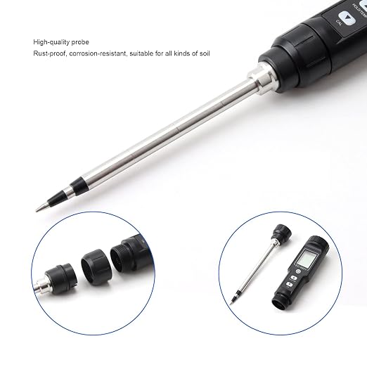 2 in 1 Soil Tester, Digital EC Temperature Meter with Detachable Probe, Portable Soil Meter for Greenhouse Horticultural Planting