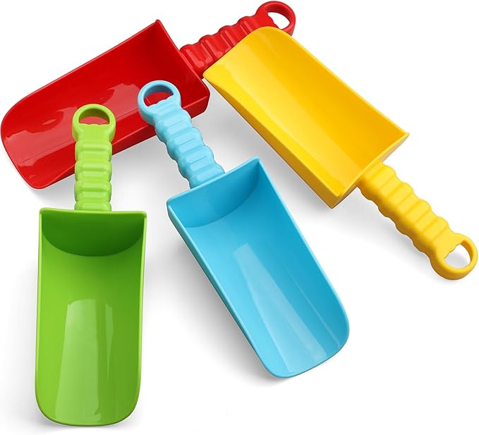 Jumbo 9" Beach Sand Shovels Toys for Kids Adults, Large Sand Beach Spade Scoop Garden Tools for Sandbox Kit Indoor Outdoor Digging Gardening, Beach Accessories Essential Gift for Travel 4 Pack