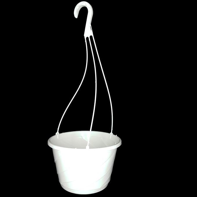10" Diameter Contempo Swirl Hanging Basket, Green or White, by Landmark Plastics (10, White)