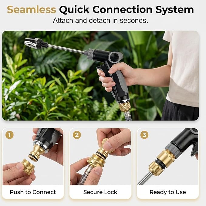 Pressure Washer Spray Nozzle, Heavy Duty Garden Hose Nozzle, Multi Function Lawn & Garden Watering Sprayer, 360° Rotating for Three Spray Modes, Effortless Dirt & Stain Removal(1 Set)
