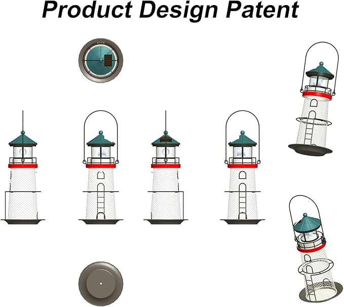 Solar Lighthouse Bird Feeder with Rotating Beacon - 14" Hanging Best Birdfeeder Gifts for Bird Lovers(Space Blue)