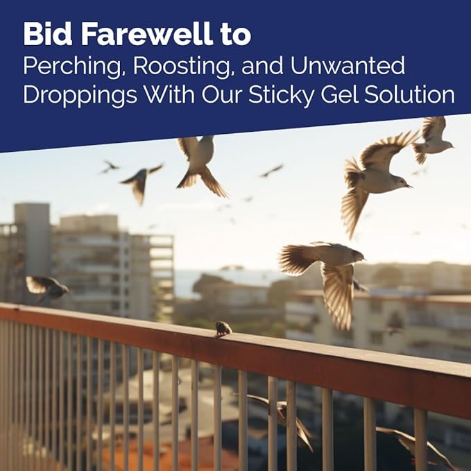 Bird-X Bird Proof Gel, Sticky and Transparent Clear Gel, Long-Lasting and Easy to Use, Covers 10 Linear feet, 10 fl. oz., Pack of 1