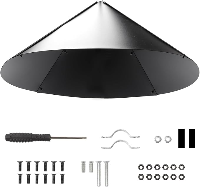 24 Inch Metal Squirrel Baffle, Metal Squirrel Baffle for Bird Feeder Pole Squirrels Proof Bird Feeders Outside Pole Mount Bird House Guard for Outdoor Shepherd’s Hook