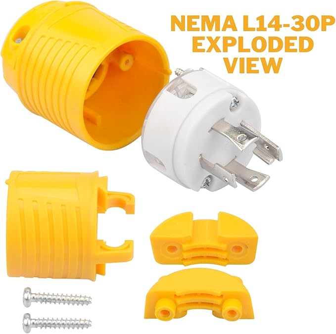 Sintron NEMA L14-30P 30 Amp, 125/250 Volt Twist Lock Plug, 3 Pole 4 Wire, ETL Listed, Male Plug Locking Connector for Generator Power Inlet Welder Power Tool Industrial Grade Grounding 3750/7500 Watt