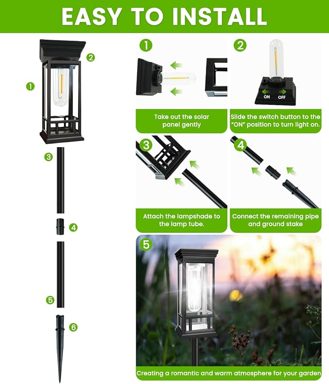 12 Pack Solar Pathway Lights Outdoor, Taller Bright Solar Path Lights Waterproof, Auto On/Off Solar Powered Garden Lights for Outside Landscape Path Walkway Yard Lawn Driveway Patio Lighting Decor
