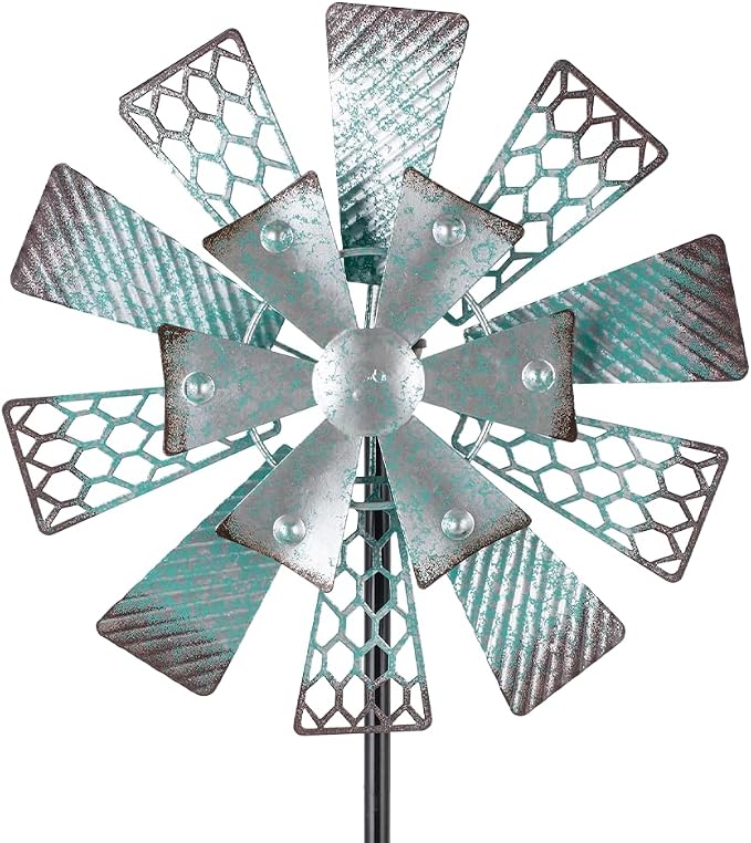 Viveta Metal Wind Spinners Outdoor, 13" Kinetic Wind Spinner, Garden Windmill for Outdoor Patio Yard Decor