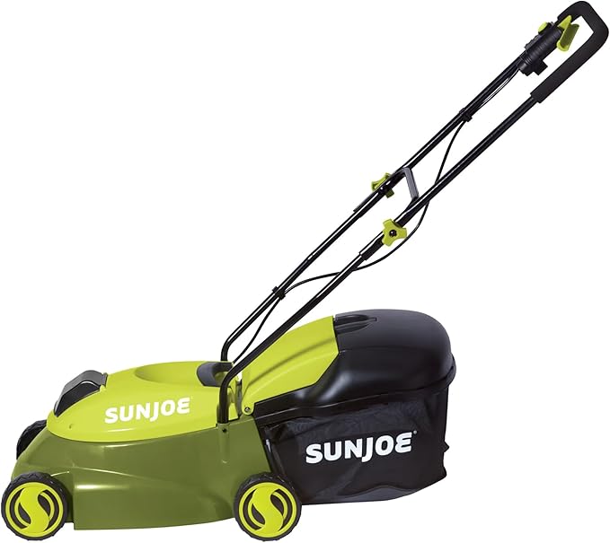 Sun Joe Cordless Electric Push Lawn Mower with 10.6-Gal Bag and Safety Key, 14-Inch Cutting Width - Heavy-Duty Yard Trimmer for Gardening Care and Maintenance, MJ401C-XR