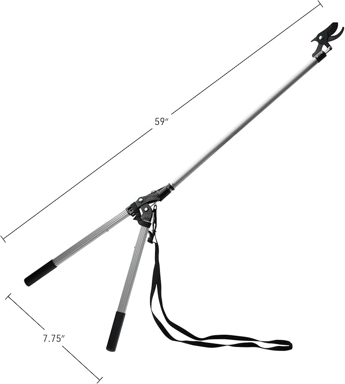 Tree Trimmer Pruning Shears - 59” Long Reach Pruner with Rotating Head and Sharp Bypass Loppers - Tree Branch Cutter for Branches Up to 1-3/8” - Lightweight Aluminum Pruners by Kings County Tools
