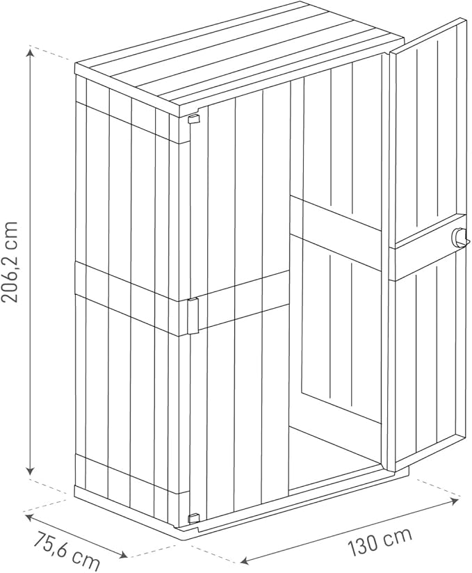 Toomax High Stora Way Outdoor Tool Box Made of Recycled Polypropylene with Wood Effect, 1670L, Item 091, Taupe/Anthracite