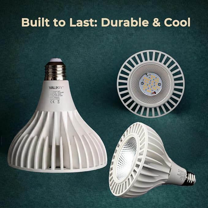 Grow Lights for Indoor Plants, 40W LED Full Spectrum Grow Bulb, 3000K Warm White (E26/E27), CRI 97+, Non-Dimmable, for Houseplants in Low-Light Rooms, White