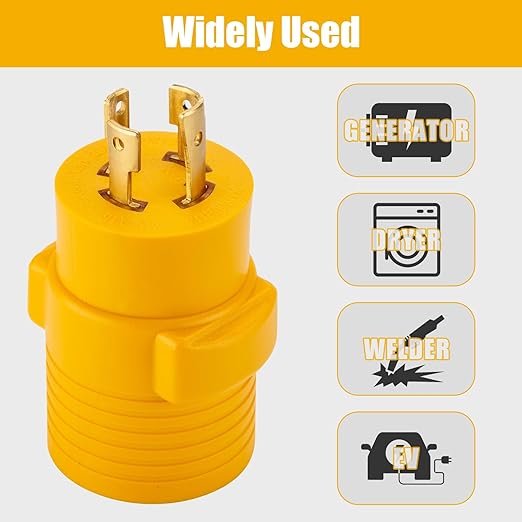 NEMA L14-30P to 6-50R Generator Adaper Plug, 30Amp to 50Amp from 4 Prong Generator Male Plug to 3 Prong 250V Welder Outlet, Generator to Welder Adapter, ETL Listed