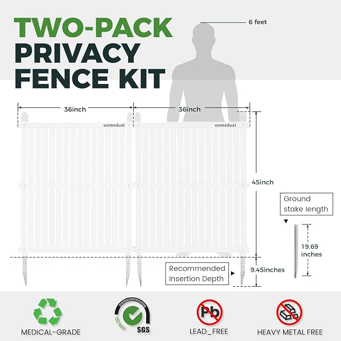 Air Conditioner Fence 2 Panels, 36" W x 45" H Outdoor Trash Can Fence, Easy Assembly Decorative Privacy Screen for AC Units & Pool Equipment