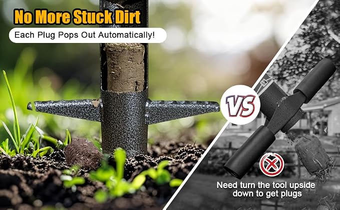 Bulb Planter & Sod Plugger - 34" Long Handle Grass Plugger Tool for Lawn Repair, Heavy Duty Garden Hole Digger with Easy Plug Release for Zoysia Plugs, Bare Spots, Tulip Planting,Turf Transplanting