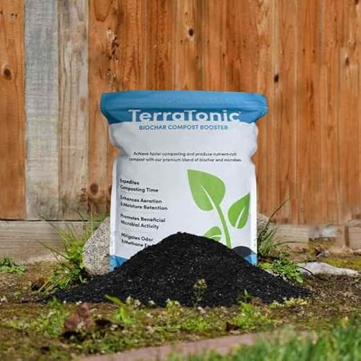 TerraTonic Biochar: Organic Compost Accelerator with Beneficial Microbes for Faster Decomposition. Biochar Soil Amendment for Lawn & Garden. 4-QT.
