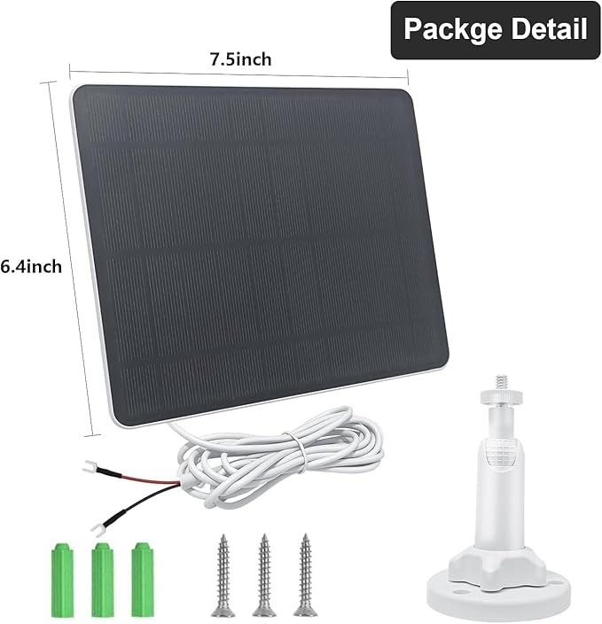 Solar Panel Charger Compatible with Ring Video Doorbell 3/3+/4, Battery Video Doorbell Plus, 13.2ft Waterproof Charging Cable, 360°Adjustable Mount,5W 5V, 7.5 * 6.4" (1)